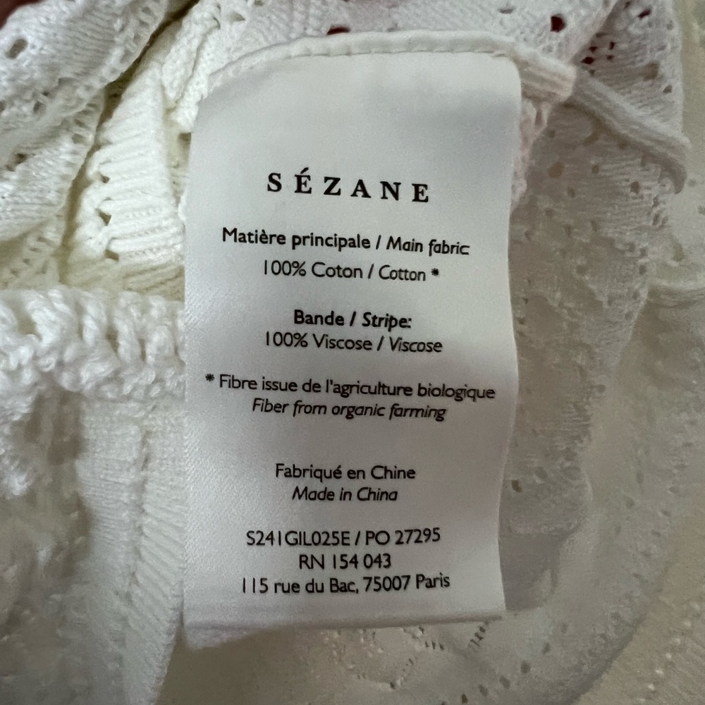 Sezane White Crochet Button-Front Women’s Cardigan - Picture 5 of 6